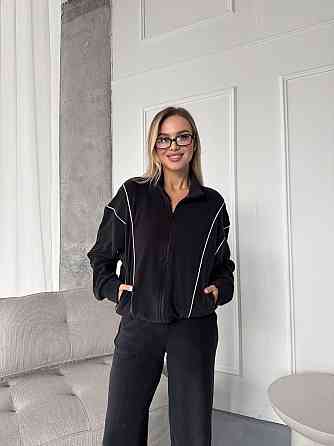 Стильный женский теплый флисовый костюм двойка Черный, 50/52 Одесса