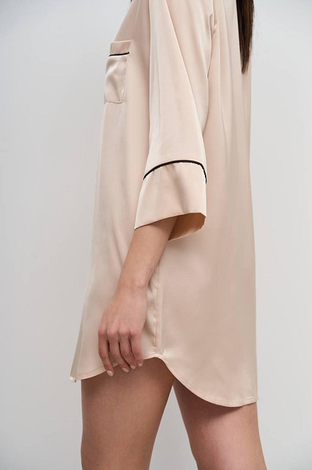 Женская ночная рубашка удлиненная шелковая Молочный L Харьков - изображение 7