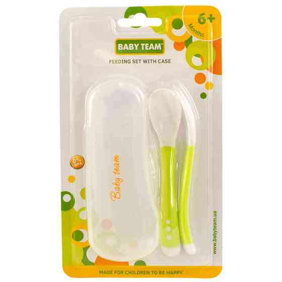 Дитячий набір для годування 6105_зелений (виделочка та ложечка) в футлярі Вінниця