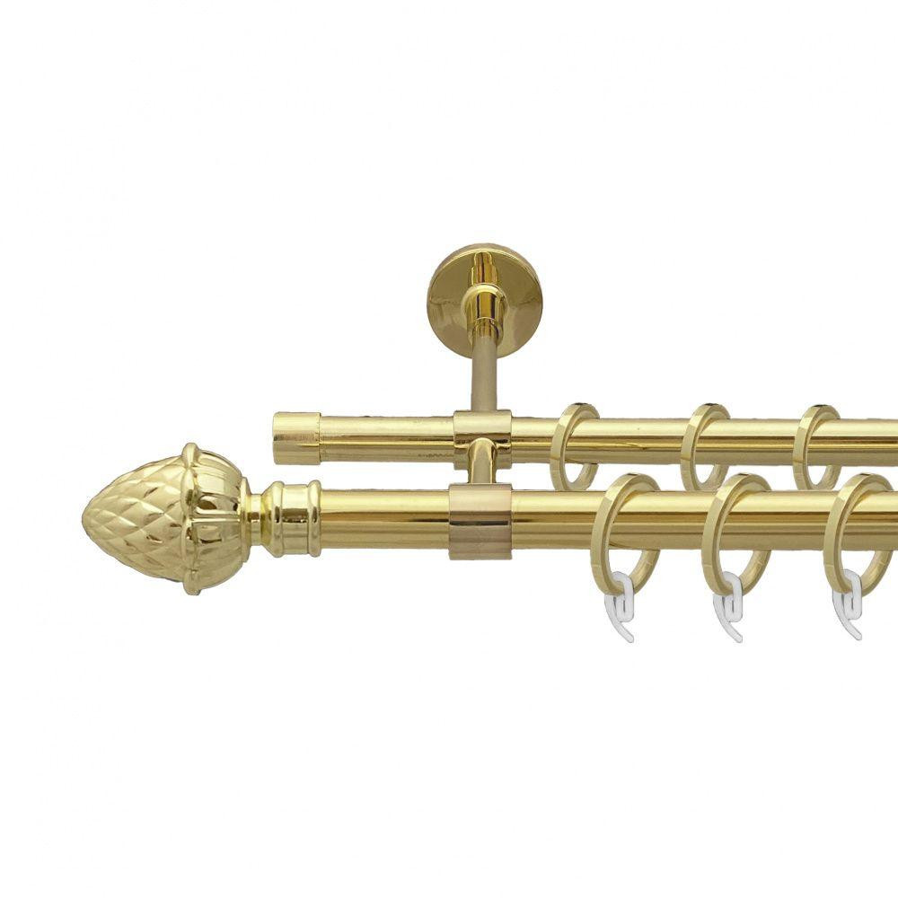 Карниз Orvit Цинара металевий дворядний закритий гладка труба кільце фасонне металеве  Золото 19\16 мм 300 см (00-00009405) Львів - фото 1