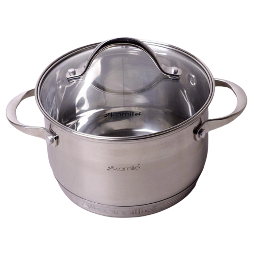 Каструля нержавіюча сталь 3,9л з кришкою 7-шарове дно 4720S KAMILLE Житомир - изображение 2