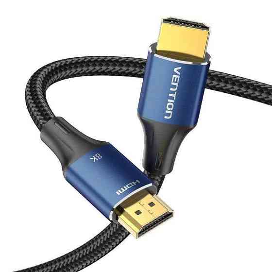 Кабель Vention Cotton Braided HDMI-A Male to Male HD v2.1 Cable 8K 5M Blue Aluminum Alloy Type (ALGLJ) Київ