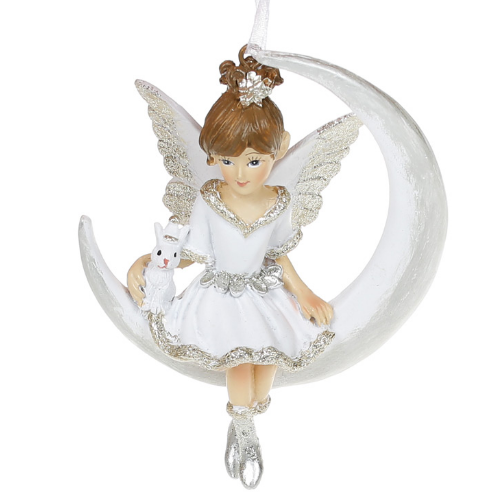 Декоративная подвеска Фея с кроликом, 10см, цвет - белый с шампанием Житомир - изображение 1