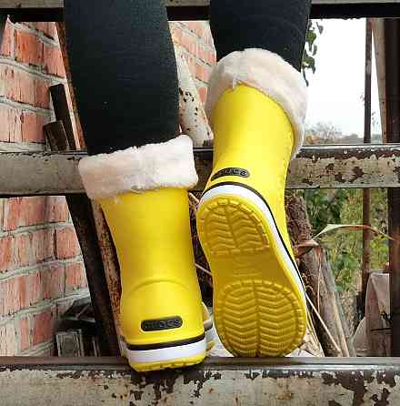 Жіночі Гумові Напівчоботи CROCS Жовті Чоботи Крокси Теплі Зимові (розміри: 36,37,38) — 8 Дніпро