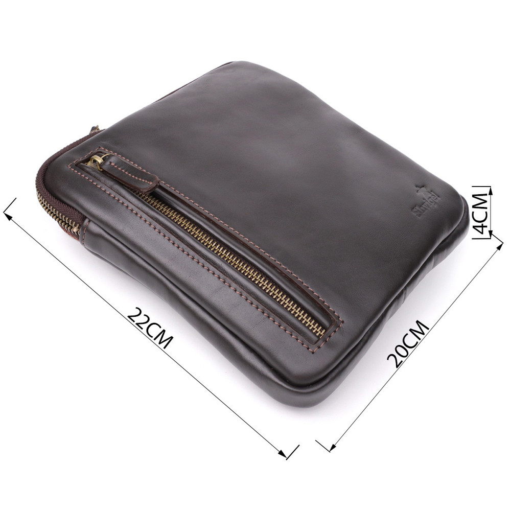 Элегантная мужская сумка из гладкой натуральной кожи Shvigel 23150 Коричневый Киев - изображение 3