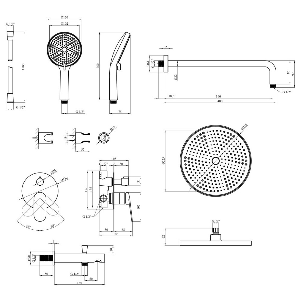 Душова система Kroner Element 211335A-3801 Київ - фото 10