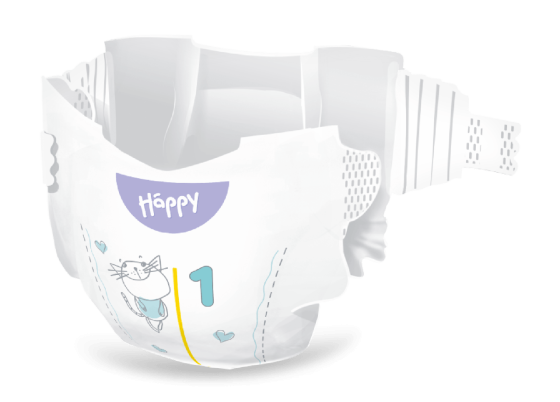 Підгузки для новонароджених із спеціальним виїмкою для пупка Happy Newborn 1 (2 - 5 кг) 42 шт. Bella Білий Кривий Ріг