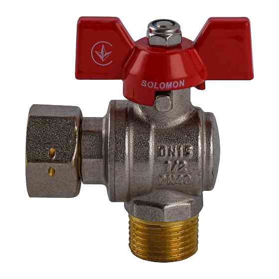Кран кульовий кутовий з накидною гайкою SOLOMON 1/2″ ЗВ PN40 (V4002-S) Тернопіль