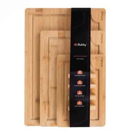 Набір бамбукових кухонних дощок 3 шт з підставкою Ruhhy (26265) Нововолинськ