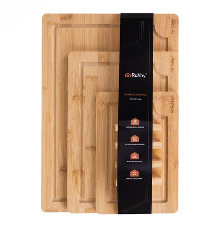 Набор бамбуковых кухонных досок 3 шт с подставкой Ruhhy (26265) Нововолынск - изображение 5