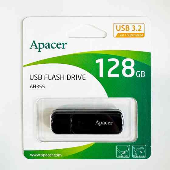 Флешка Apacer USB накопичувач 3.0 AH355 128Gb, колір чорний AP128GAH355B-1 Одеса