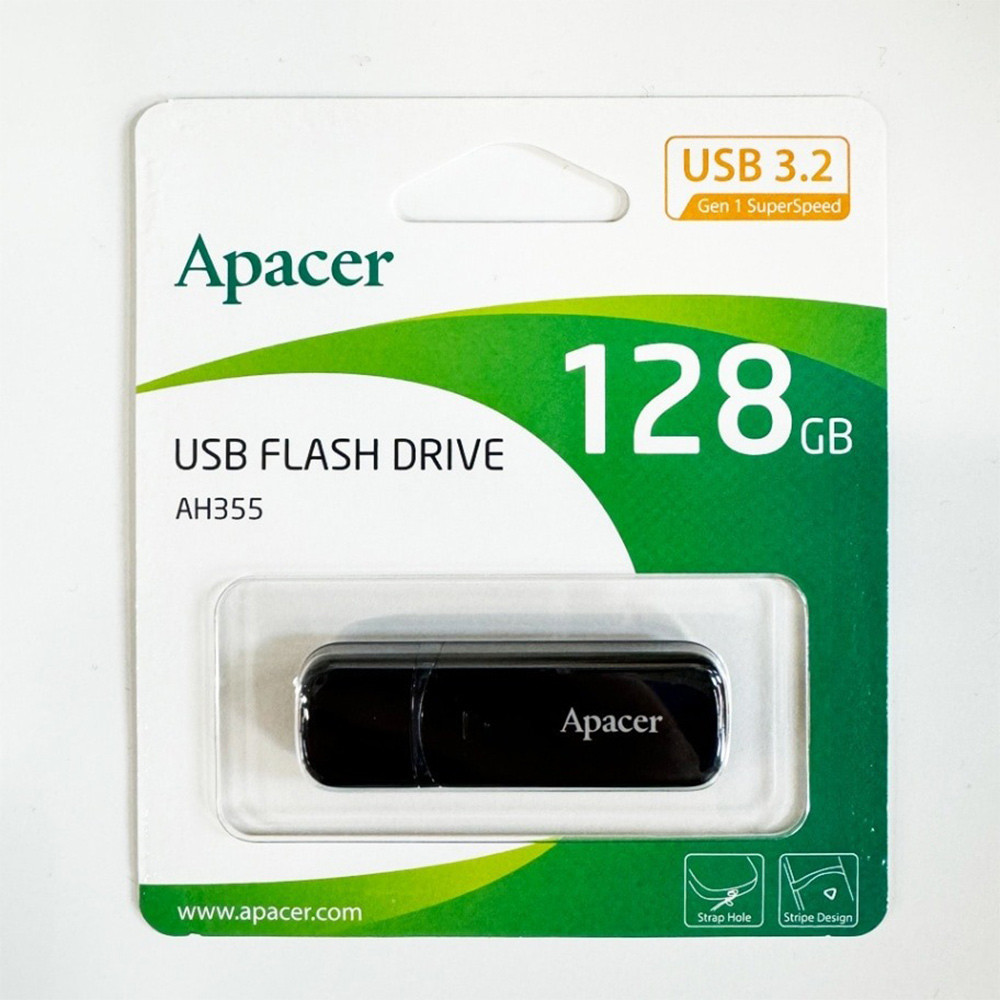 Флешка Apacer USB накопичувач 3.0 AH355 128Gb, колір чорний AP128GAH355B-1 Одеса - фото 2