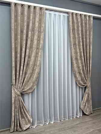 Комплект готових штор VR-Textil Жакард Sultan XO № 1143ш Капучіно 140х270 см 2 шт (39-998) Київ