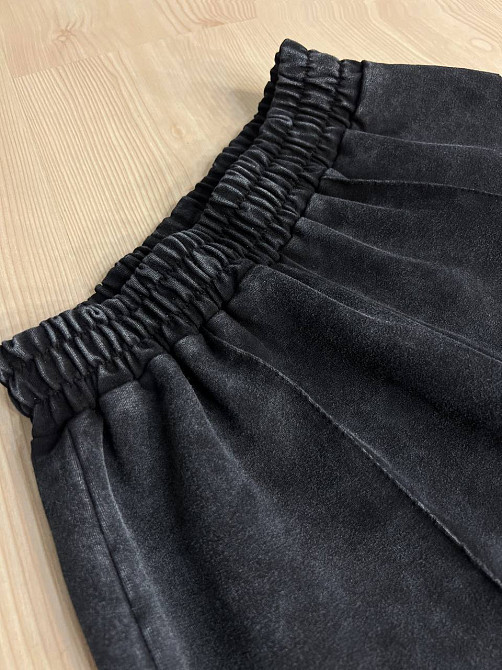 Брюки женские MY CITY 9034 палаццо на резинке вареные тай-дай со швами черные, черный, SM Киев - изображение 15