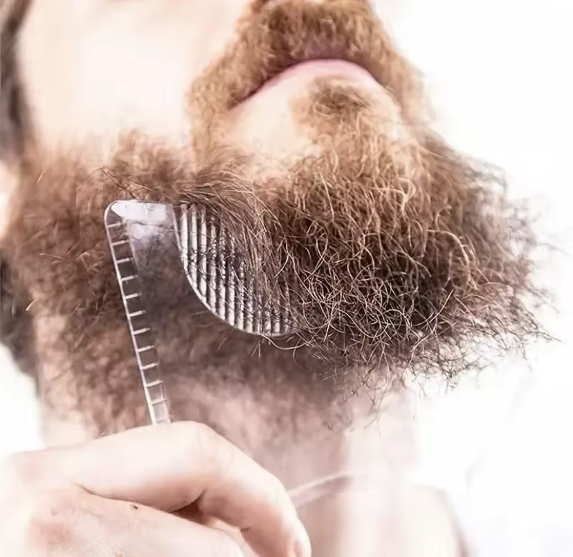 Шаблон для бороди з гребінцем трафарет для бороди та вус стайлер триммер для бороди прозорий Київ - фото 4