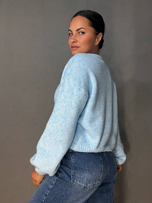 Свитер женский Fancy Matinee 6119 оверсайз меланж, голубой, one size Киев - изображение 13