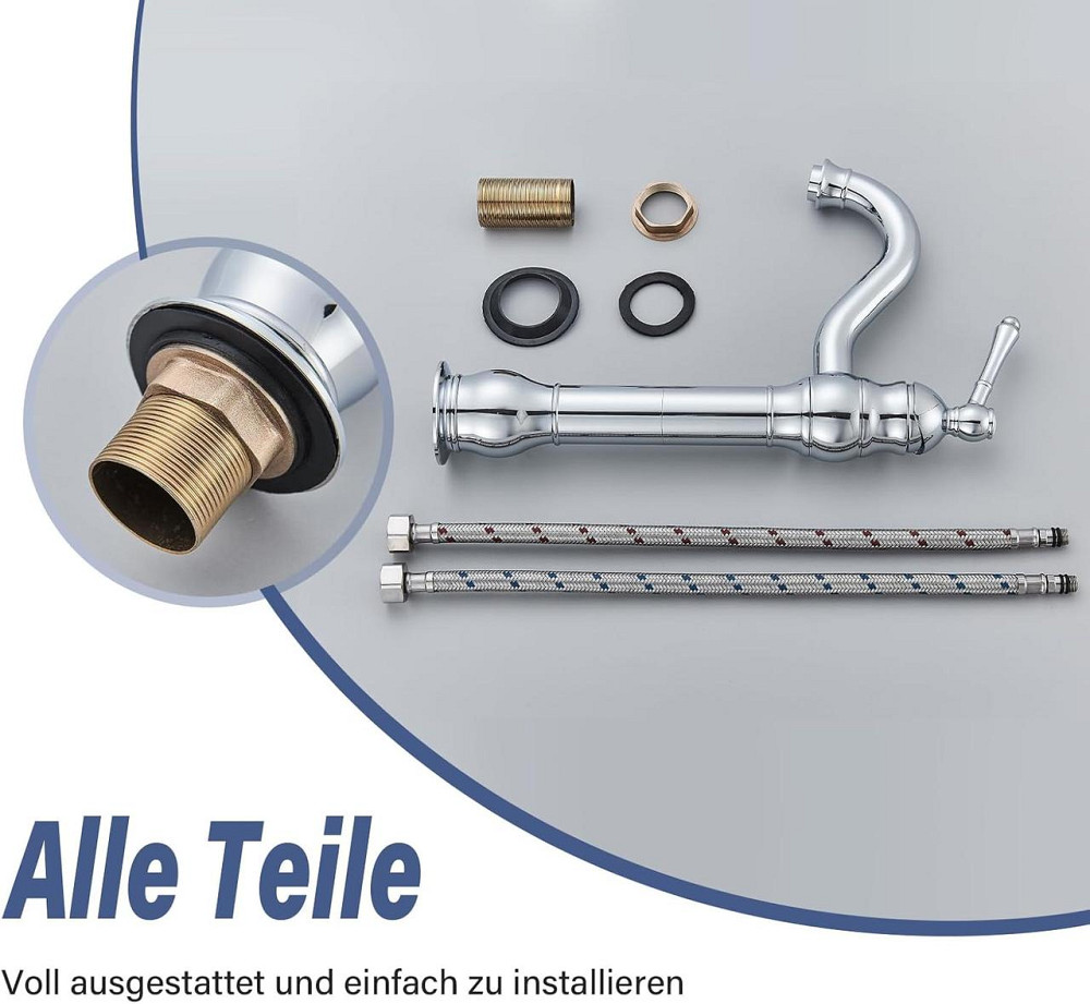Смеситель для раковины высокий латунный, хромированный, поворотный, для ванной комнаты для умывальника Rozin Киев - изображение 7