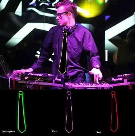 Краватка світодіодна для чоловіків та жінок для вечірки 45 см зелений краватка чорний Київ