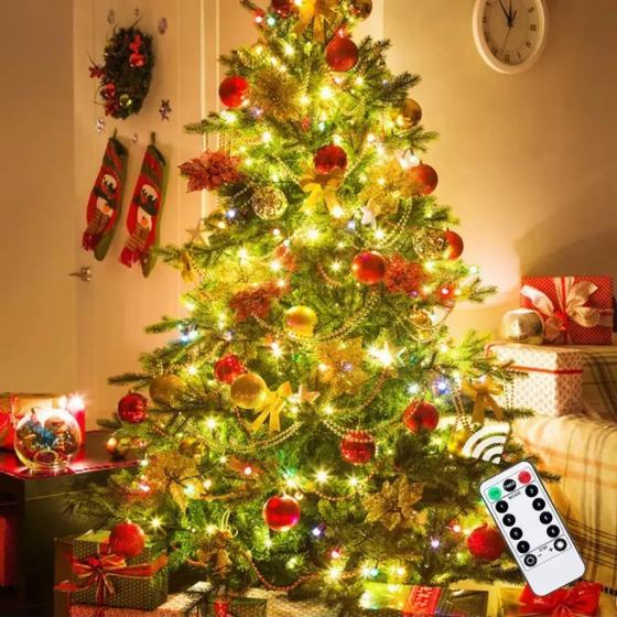 Гирлянда светодиодная Роса 200м 2000 Led от сети на зеленой проволоке + пульт ДУ (Теплый белый) Киев