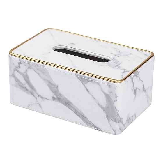 Yiwu Серветниця з еко шкіри 21.5х13х9 см для кафе і ресторанів Білий мармур HP-3-202 Коломия