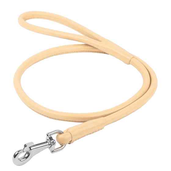 Повідець для собак шкіряний WAUDOG Glamour круглий, Д 13 мм, Дов 122 см бежевий Коломыя
