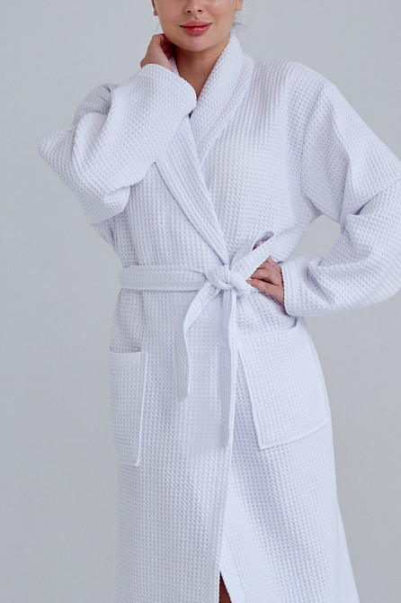 Женский вафельный халат Ideal Textile длинный белый XXXL Черновцы - изображение 2