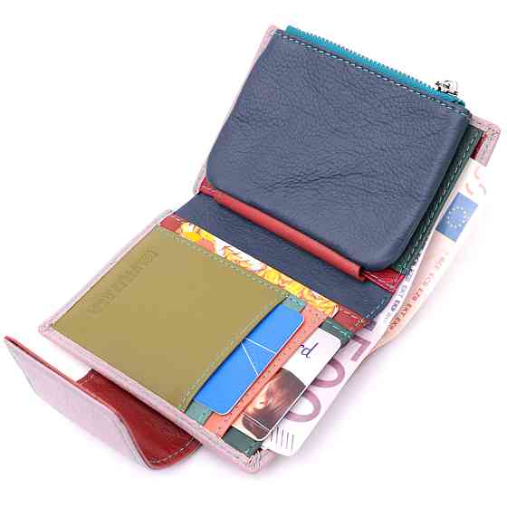 Цікаве портмоне з монетницею для жінок із натуральної шкіри Бежевий (ST Leather) Київ