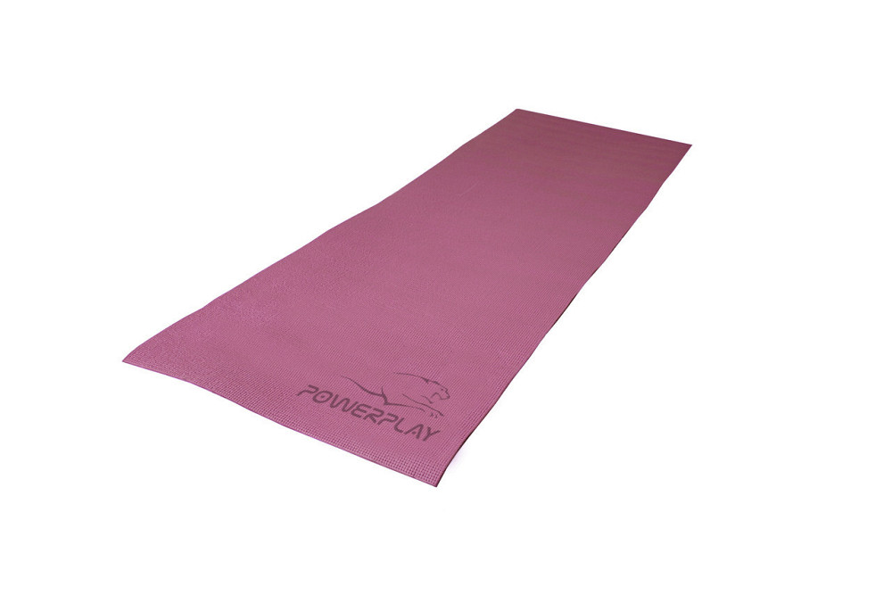 Килимок для йоги фітнесу гімнастіки каремат PowerPlay 4010 PVC Yoga Mat Рожевий 173см на 61см Київ - фото 5