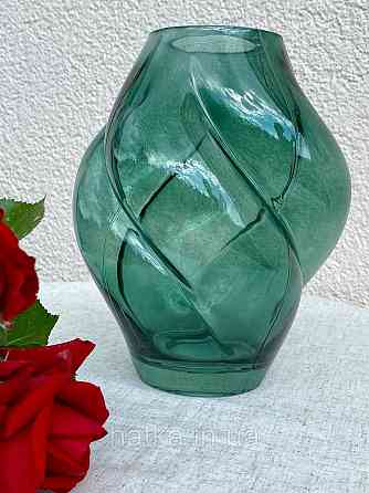 Ваза скляна 16*16*20 см "Джина" зелене товсте скло Київ