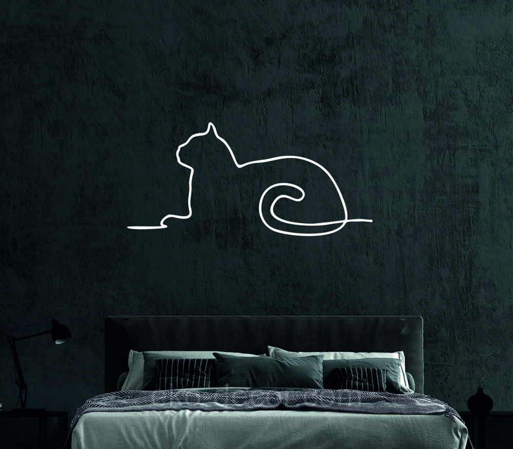 Декоративное настенное 3D Панно «Кот» Декор на стену с объемом 70*32 см, Белый Киев - изображение 5