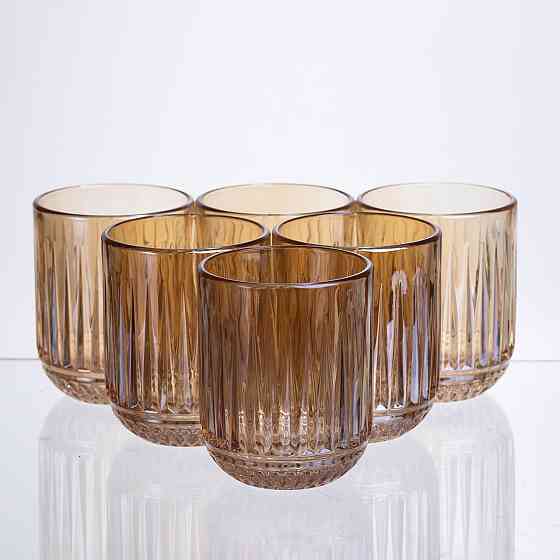 Набір склянок 6 штук 250 мл із товстогого скла бурштиновий HP-19-248 Коломия