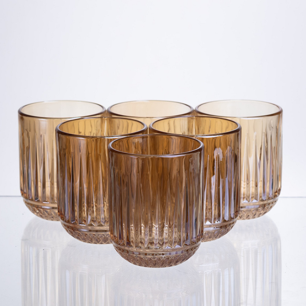 Набір склянок 6 штук 250 мл із товстогого скла бурштиновий HP-19-248 Коломия - фото 1