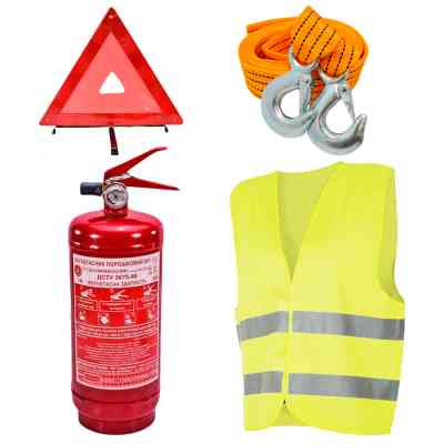 Набір техдопомоги Poputchik з вогнегасником ВП-2 "Аварійний" (ВП-2+Знак+Трос+Жилет) (33-019-IS) Вінниця