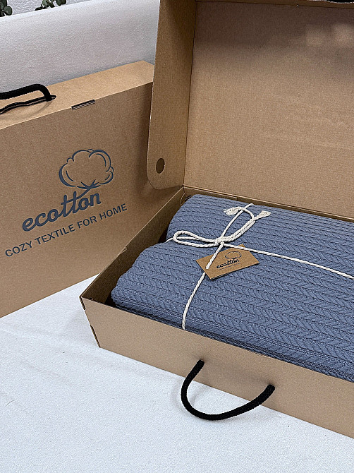 Ecotton Покривало Ecotton Pique 180х230 см натуральне сіре Grey в крафтовій подарунковій коробц Коломия - фото 8