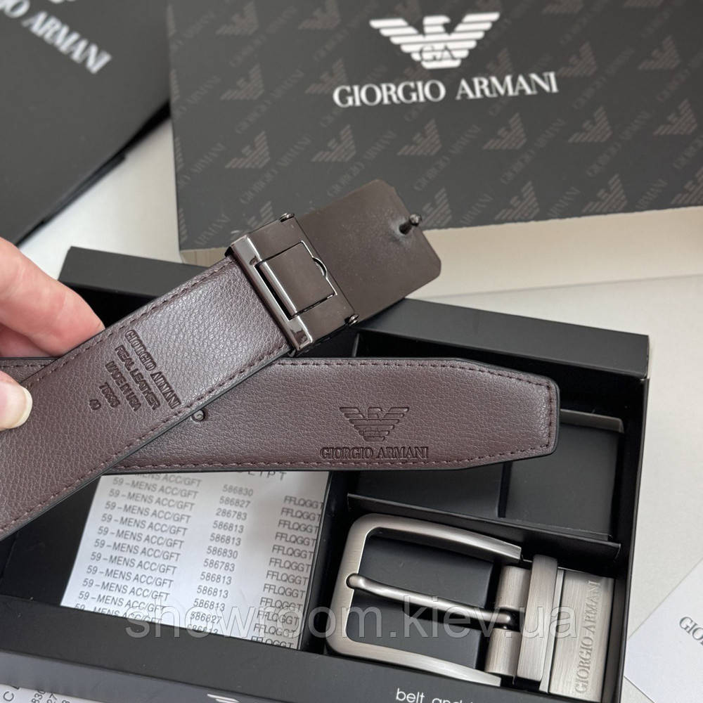 УЦЕНКА!!! Мужской кожаный ремень с двумя пряжками, подарочная упаковка GA (314) Киев - изображение 5