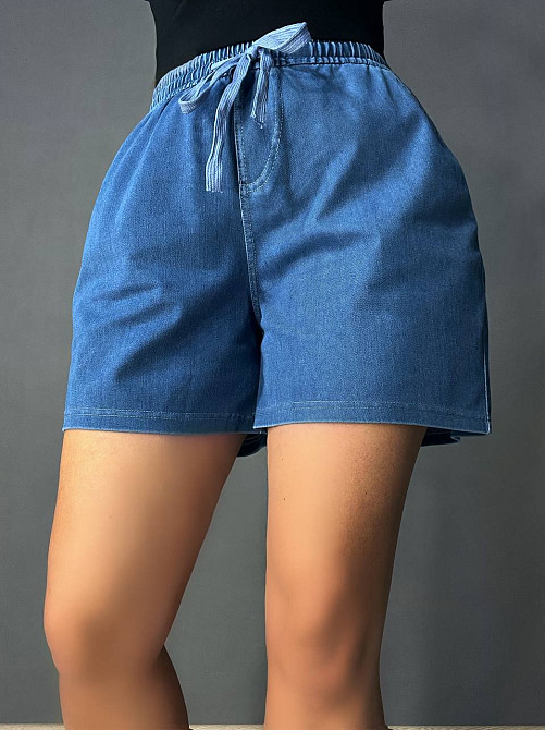 Шорти жіночі джинсові Kenalin 460-4 тенсель тонкі короткі на резинці сині, синій, L, L, 80 см, 110 см Київ - фото 20