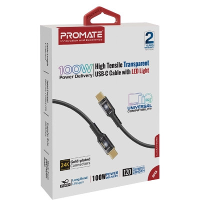 Дата кабель USB-C to USB-C lucidline-cc120.black Promate (lucidline-cc120.black) Винница - изображение 2