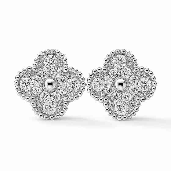 Van Cleef серьги цирконы посеребрение / серьги клевер на английском замочке Одесса