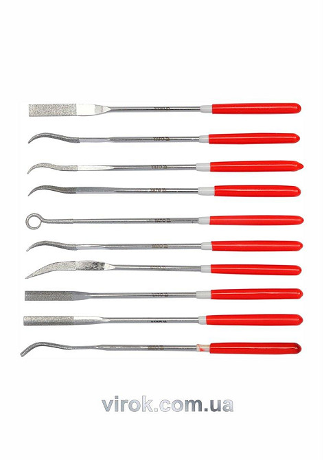 Надфілі алмазні YATO фігурні, l= 140/25 мм, b= 3 мм, Набір. 10 шт. [12/120] Одеса - фото 1