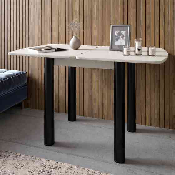 Обеденный стол раскладной LION Нота Мини черные ножки Бетон Style 60x70/70x120 (LION-045145) Львов