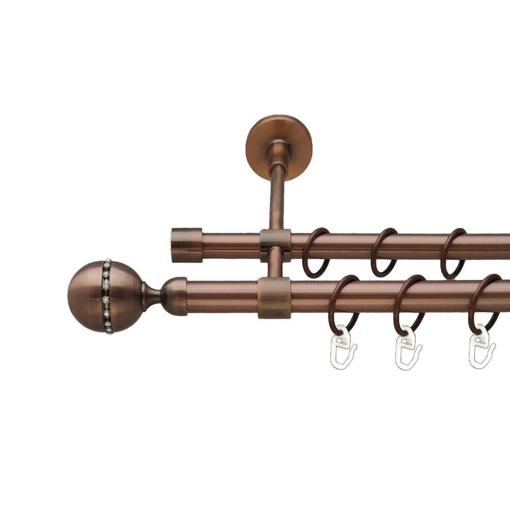 Карниз Orvit Кортеза металевий дворядний закритий гладка труба кільце металеве Мідь 19\16 мм 160 см (00-00011963) Львів - фото 1