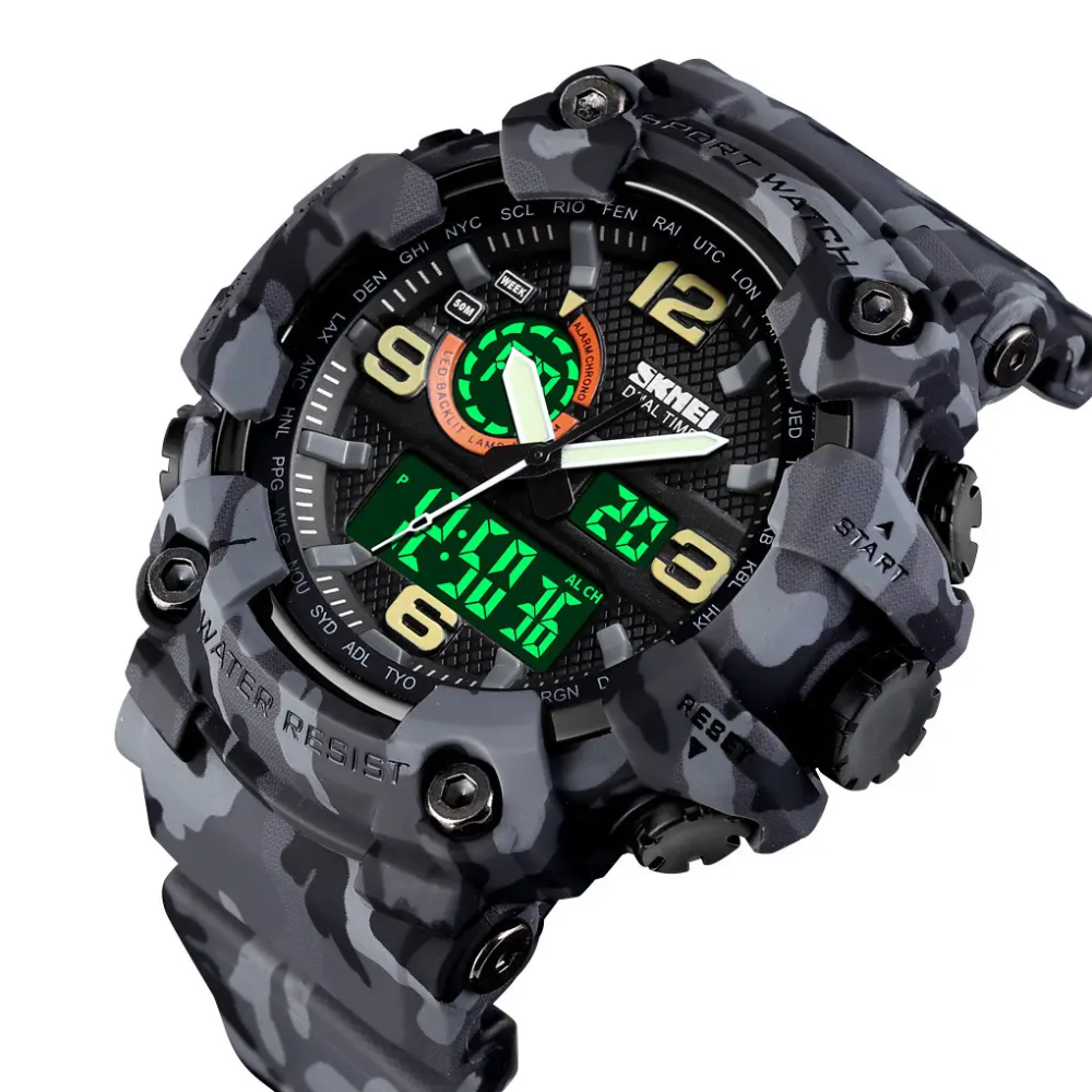 Мужские наручные часы Skmei 1520 Серый камуфляж Киев - изображение 4