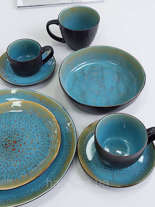 Тарілка Olens "Голандія" 27 см кругла кераміка блакитна овальна для дому та ресторанів Київ - фото 6