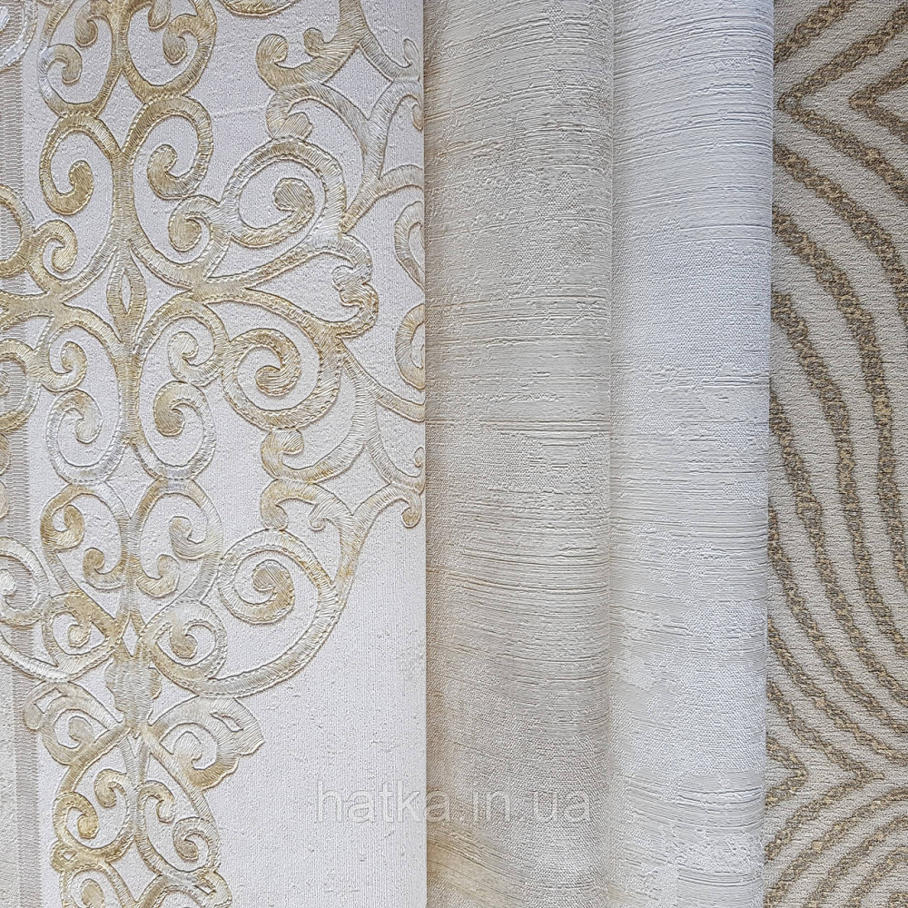 Шпалери метрові вінілові на флізелін 24 Carati Cristiana Masi вензель великий структурний на золотистий беж Київ - фото 3