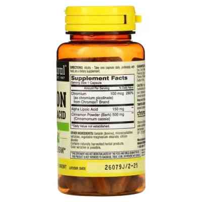Трави Mason Natural Кориця з альфа-ліпоєвою кислотою, Cinnamon Alpha Lipoic Acid, 60 кап. (MAV-16555) Вінниця