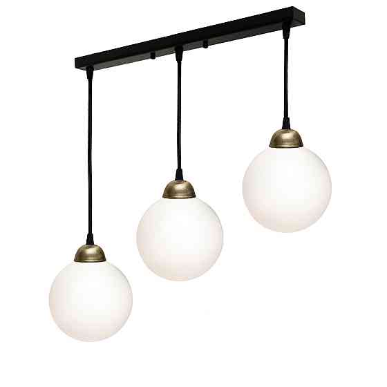 Светильник подвесной MSK Electric Luna с плафонами шарами на планке под три лампы Е27 PL 2026-3 BK Одесса