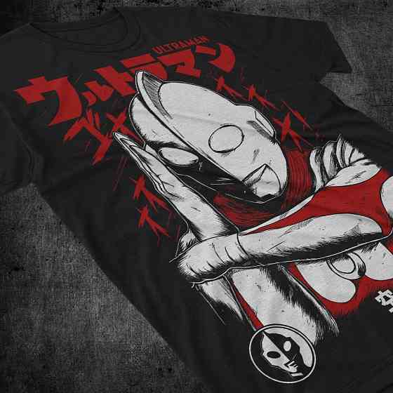 Футболка з аніме принтом Джултраман Урутораман Сізе С оверсайз (S/M/L) Чорний AnimeJ0930 Дніпро