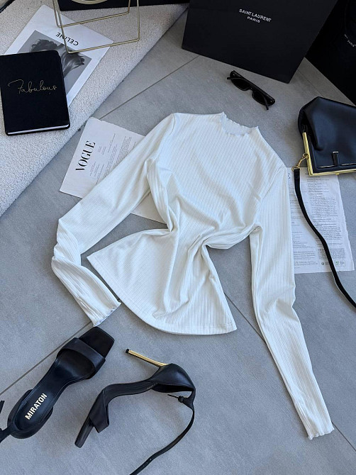 Женский теплый базовый гольф из ангоры рубчик Молочный, 42/46 Одесса - изображение 3