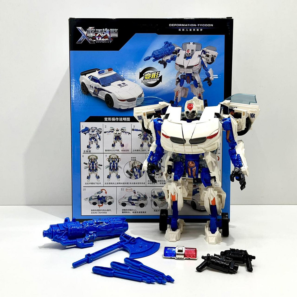 Робот-трансформер машинка 24см з аксесуарами Біло-синій (JJ707A-B-C) Чернігів - фото 8