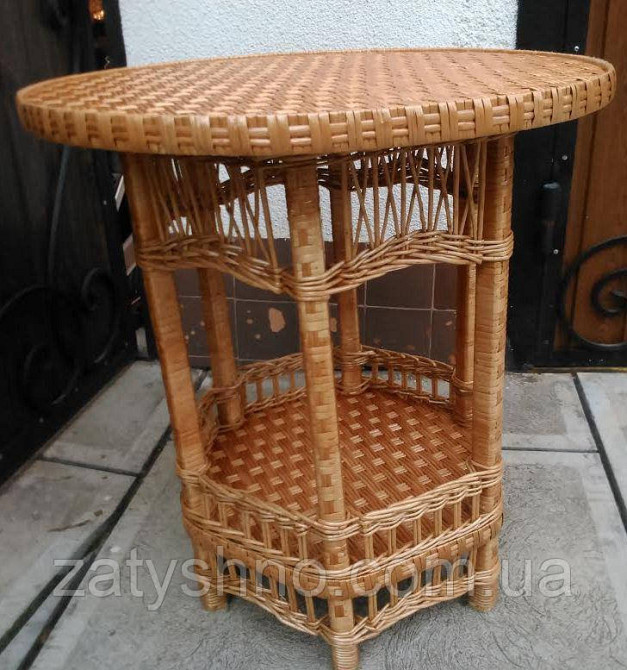 Плетений круглий стіл з полицею Київ - фото 6